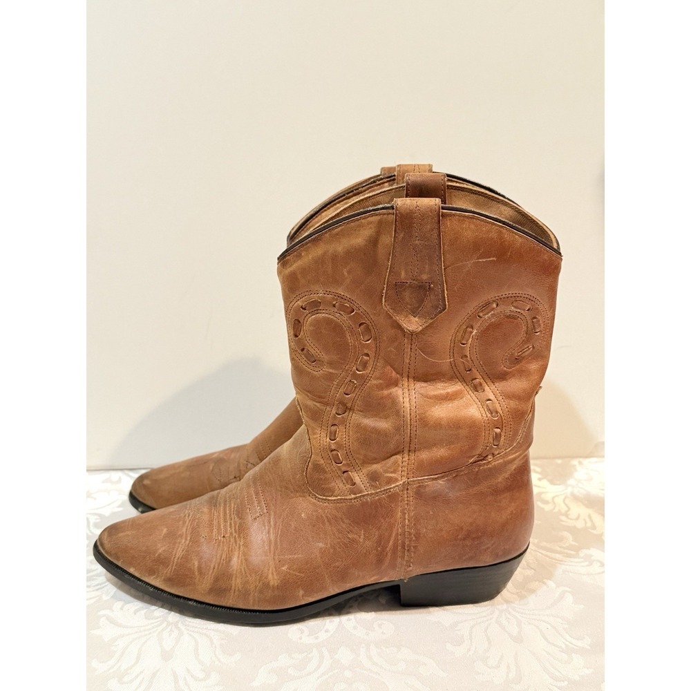 Maine Woods Women's Brown Leather  Western Mid-calf shaft Cowboy Boots Size 8.5‎